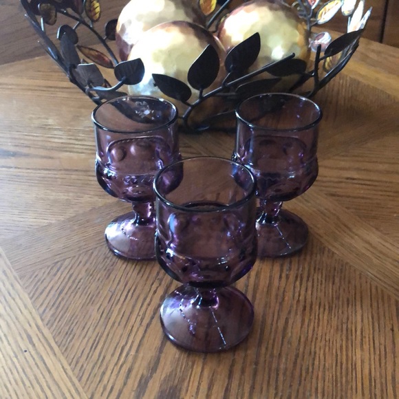 Vintage Kings Crown Amethyst Thumbprint Goblets 4 oz